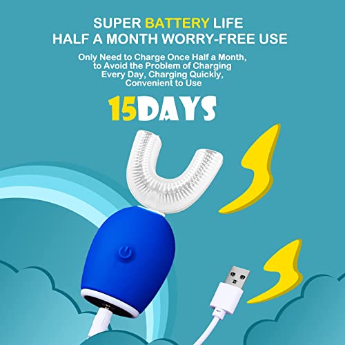 Ziliny Kids U Shaped Electric Toothbrush, Kids Automatic Timer Tooth Brush, Ultrasonic Automatic Toothbrushes With 3 Cleaning Modes,Waterproof Auto Toothbrush For Children Toddler(Age 8-15,Dark Blue) #TOP6
