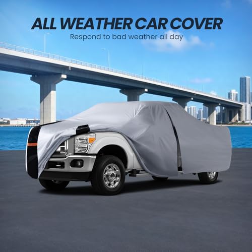 Image of Multi-Layer Ford F250 Truck Cover, Custom fit F250 2001-2026 Crew Cab Short Bed(6.8') Car Cover Waterproof All Weather, Full Exterior Cover Rain Wind Dust and UV Protection with Door Zipper