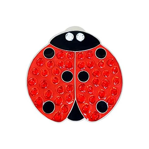 NAVIKA Crystal Golf Ball Marker & Hat/Visor Clip - Lady Luck (Lady Bug) Cover