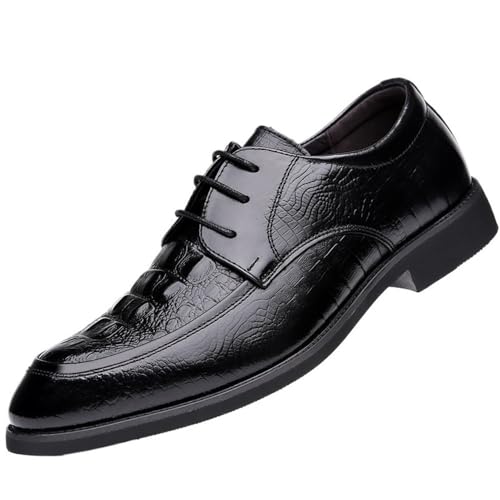 Mens Leather Dress Shoes Pointed Toe Business Oxford Shoes Korean Style Small Size Breathable Formal Autumn Lace up
