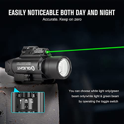 OLIGHT Baldr Pro 1350 Lumens Tactical Weaponlight with Green Light and White LED, 260 Meters Beam Distance Compatible with 1913 or GL Rail, Batteries Included(Black) - Image 8