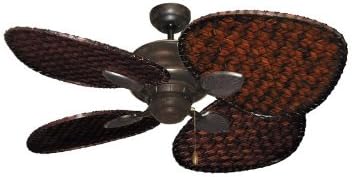 Palm Breeze II Tropical Palm Ceilling Fan in Oil Rubbed Bronze with 48" Dark Woven Bamboo Blades