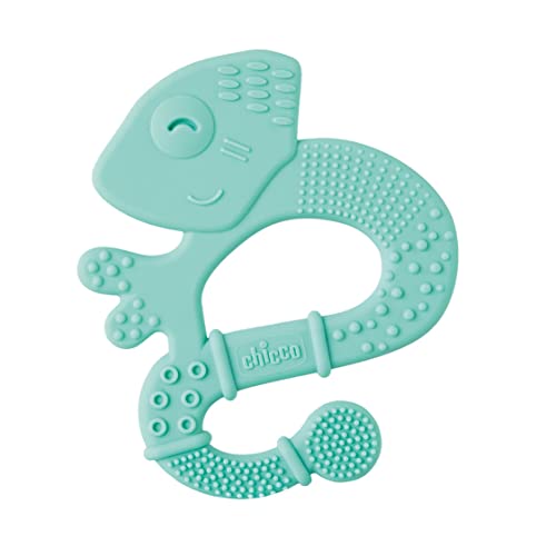 Chicco Super Soft - Mordedor de Silicona con Relieves y Texturas, Anillo de Dentición para Bebés con Encías sensibles, fácil de Agarrar, Ergonómico, Bebés 2 meses+, Diseño Iguana