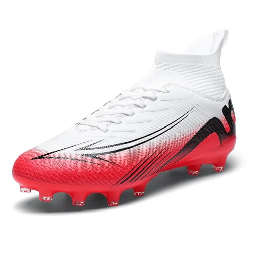 Up run Soccer Cleats for Mens Womens High Tops Lace Up Unisex Football Shoes Indoor Turf Soccer Shoes AG FG TF for Beginners to Advanced Players