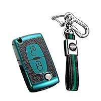 Custodia Chiave Auto HIBEYO In TPU Con Texture Pelle, Per Peugeot E Citroen (1007, 206, 207, 3008, C1, C2, C3, C4, Ecc.), Con Portachiavi, Colore Rosso - 3