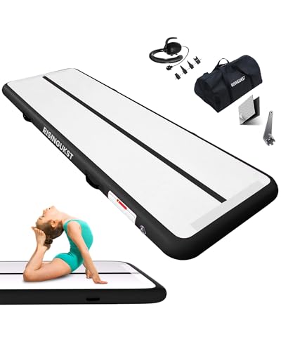 Air Tumbling Track Gymnastics Mat, Inflatable 10ft Gym Tumble Mats 4 Inch Thickness for Home Use/Training/Cheerleading/Yoga/Water Fun with Electric Pump, black