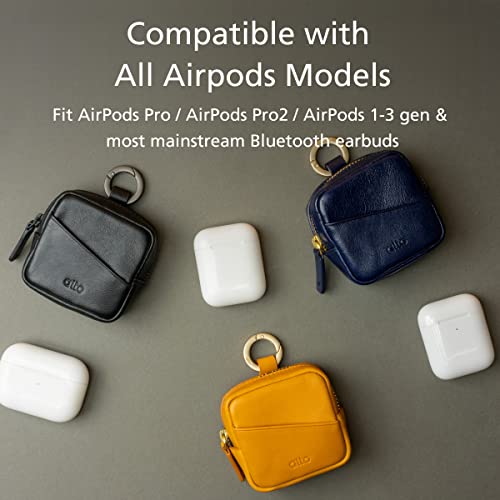 Alto Leather Pouch Designed For Airpods Pro 2 Airpods 3 Airpods Pro Airpods 2 Airpods 1, Italian Aniline Leather Case For Apple Airpods (Navy Blue) #TOP2