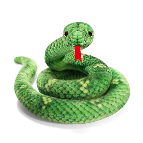 MGZTTHW 27in Snake Plush, Stuffed Snake Animal, Small Toy Snakes for Kids, Giant Stuffed Animals, Lifelike Plush Snake for Birthday Present Party Prank Prop (Green)