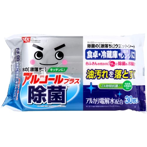 除菌の激落ちくん ウエットシート 30枚入 日用品 ウェットティッシュ 掃除 アルカリ電解水 除菌成分 油汚れ対応 ペット対応 食卓用 使い捨て 床 アルコールタイプ