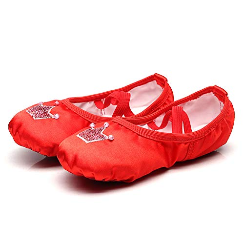 HROYL Cute Ballet Shoes Satin Ballet Slippers,Suitable for Toddler Little Big Girl,TJ-HGballet4