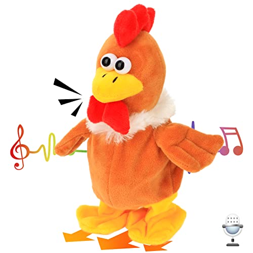 Hopearl Sprechendes Huhn Wiederholt Gesagtes Laufend Küken Elektrisch Interaktiv Animiertes Spielzeug Sprechendes Plüschtier Geschenke für Kleinkinder Geburtstag, 23 cm