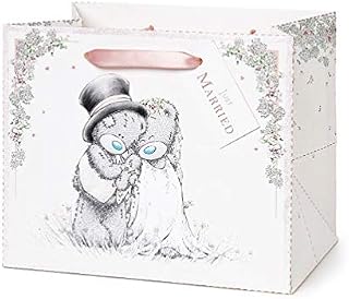 Me To You Tatty Teddy Husband Wife Marriage Wedding White Gift Wrap Bag Just Married (Large 2020 Design) (Medium)