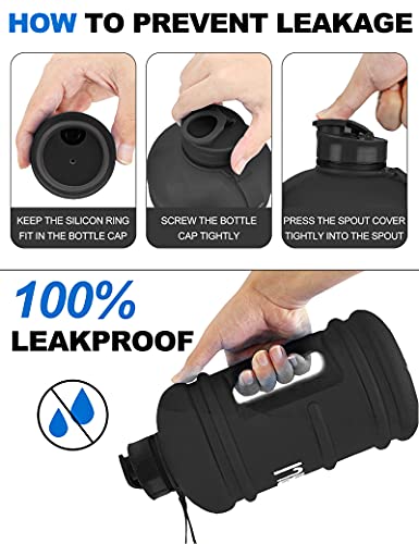 VENNERLI Trinkflasche Sport 2,2L Wasserflasche Fitness Flasche Training Groß Plastik Gym Bottle Sportflasche mit Griff BPA Frei Auslaufsicher Ideal für Sport Gym Fitness Büro Heim (Matt-schwarz)