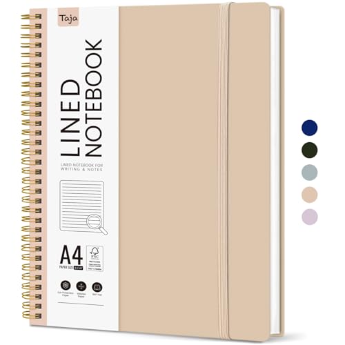 Carnet de notes ligné Taja pour éviter les pages cornées grâce au plastique