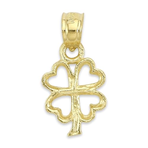 Solid Gold Four Leaf Clover Pendant Available in 10k or 14k3