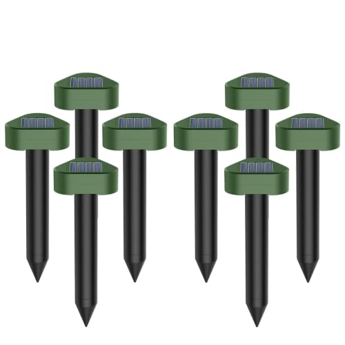 Mole Repellent Solar Ultrasonic Deterrent 8-Pack IP66 Waterproof