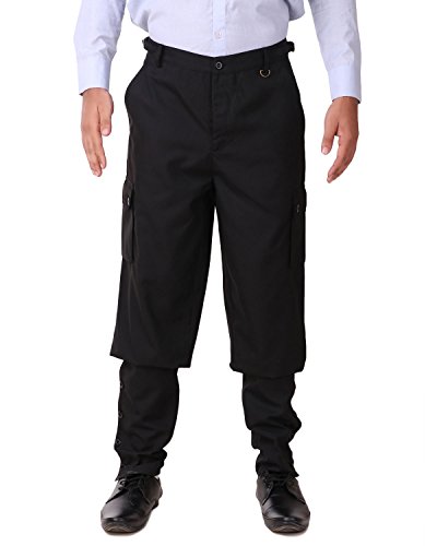 Thepiratedressing Steampunk Victorian Cosplay Costume Mens Airship Pants Trousers C1487 (Black (Poly Viscose Fabric)) (Medium) #TOP4