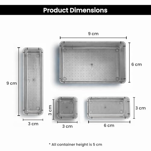 Image of ALOXE Drawer Organizer Makeup Organizer Box Black Multipurpose Drawer Organisers Storage Box For Cosmetic, Jewellery, Office, Kitchen Items (20 Pcs)