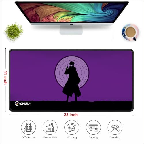 Image of Purple Shadow Warrior Mouse Pad 11x23Inch 2mm Extended Gaming Desk Mat with Anti-Slip Rubber Base Mousepad for Smooth Surface Desk pad for PC & Laptop Use Waterproof & Stiched (Black /Purple)