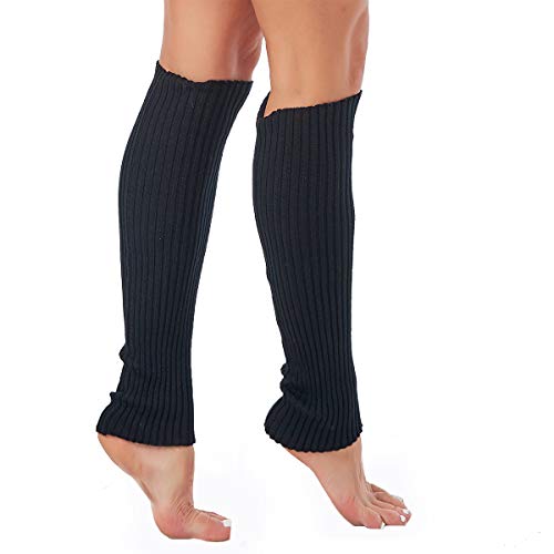 Black Ribbed Knit Leg Warmers Women's Fashion Long Socks for 80s Party Accessories Fall Winter Sports Socks