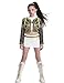 IBQ Girls Pop Singer Rumi Golden Costume Kids Demon Cosplay Hunters Outfit 3-Piece Set with Jacket, Top and Shorts BQ161L