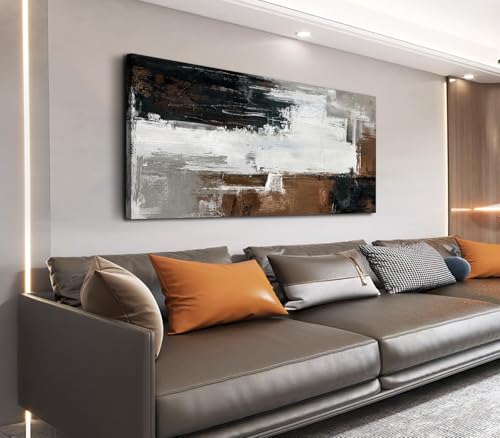 NINEASO Large Neutral Abstract Wall Art (Black Brown, Gallery Wrap,