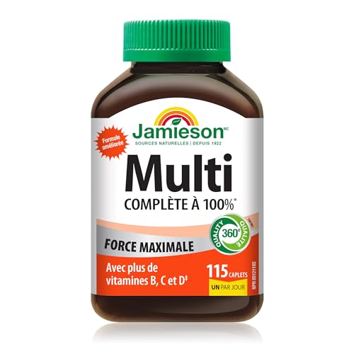 Jamieson 100% Complete Multivitamin Max Strength, with Higher Concentrations of Vitamin B, Vitamin C, and Vitamin D. Supports Immunity, Energy, and Overall Health, Gluten-Free, One Per Day, 115 Caplets - Image 3