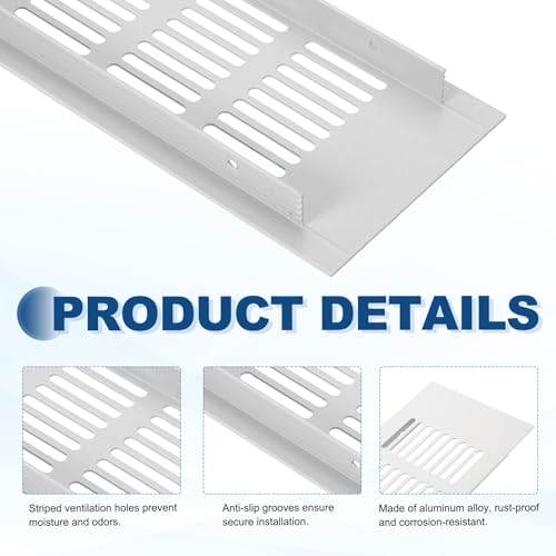 Grille d'aération de porte contre les odeurs de placard gris 40x10