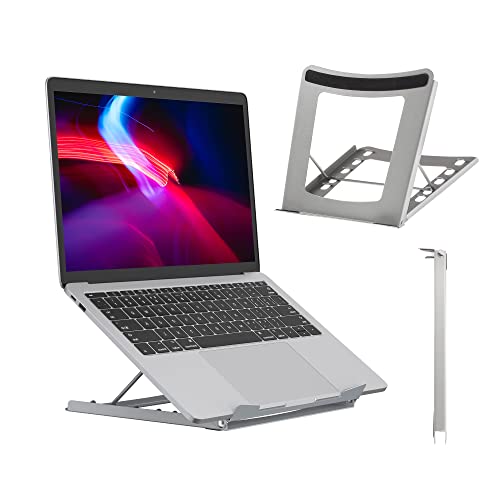 Properav Steel Portable Ergonomic Laptop Cooling Stand for Windows & Mac devices such as Dell, Toshiba, HP, Samsung, MacBook, Lenovo with Secure Fit Pads - Silver