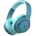 iClever Kids Bluetooth Headphones with LED Lights, BTH18 Safe Volume 74/85dBA, 43H Playtime, Bluetooth5.3 Kids Headphones Wireless Aux Cord for iPad/Tablet/Travel/School, Green