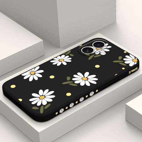 LEECG for iPhone 16 Case Scratch Resistant Soft Slim Fit Floral Phone Cover for iPhone 16 6.1 inch-Daisy Black by LEECG - Used condition - US$11.21