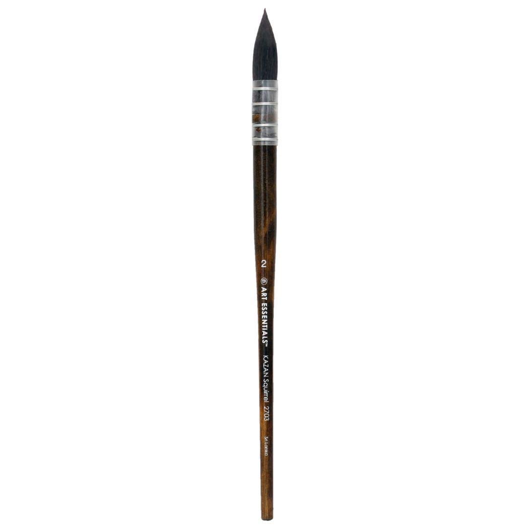 Art Essentials Kazan Synthetic Squirrel Hair Brush for Watercolour, Gouache and Ink - Series 2703 - Quill Mounted Mop - Short Handle - Size: 2, with Maximum Colour Holding Capacity & Point Retention
