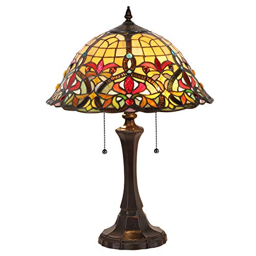Capulina Tiffany Table Lamp for Bedrooms Living Room 2-Light 16 Width Lamp Shade Handmade Antique Art Tiffany Style