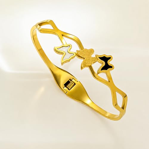 Image of Stylish Gold Plated Bangle for Women | Daily Use Stainless Steel Kada | Anti-Tarnish Waterproof Cuff | Multicolour Crystal Evil Eye | Daily Wear Bracelet For Womens | Premium Gift For Girl