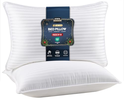 Utopia Bedding Bed Pillows for Sleeping Queen Size (White), Set of 2, Cooling Hotel Quality, for Back, Stomach or Side Sleepers