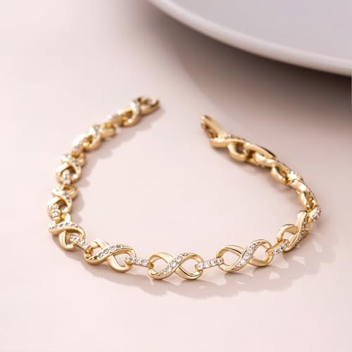 XUPING Gold Infinity Bracelet for Women 14k Gold Plated Tennis Bracelet Cubic Zirconia Rhinestone Dainty Jewelry Gift4