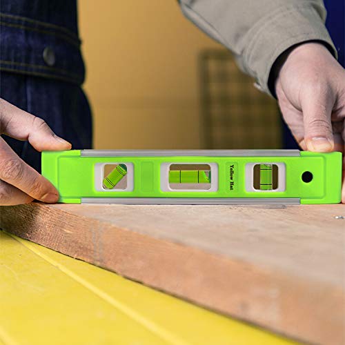 2-Pack Aluminum-Sided Torpedo Level, 9 Inch Level Spirit Bubble level with Overhead Viewing Slot(Blue/Green)