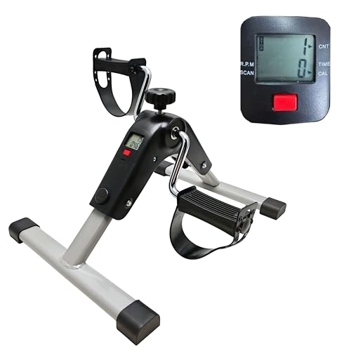 App Life Pedaliera Riabilitazione Mini Cyclette Dispositivo Medico di Classe I Bike Bicicletta Anziani Pedali Antiscivolo Schermo Ginnastica Passiva Esercizio Fitness Gambe da Tavolo (Nero élite)