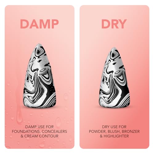 Image of MARY JO K HD Coverage Beauty Blender | Wedge-shaped Design for Even Blending | Semi-rounded Base + Top Hill Tip | Dry & Wet Use | For Full Face Professional Makeup | Available in 6 Colors | (Black & Purple)