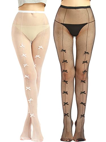 SOUTHRO Women Fishnet Stockings With Bow Tie Girl Cute Fish Nets Tights With Designs