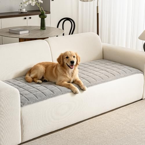 PJLZJFBY Couch Covers for Dogs Washable, 27.6'x82.7' Non Slip Couch Covers for Loveseat Sofa Pet Friendly, Soft Fuzzy Sofa Covers for Pet, Dog Couch Cover Furniture Protector(1PC,Light Grey)