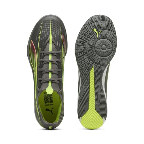 PUMA Chaussures de Futsal Ultra 5 Match 41, Matte Aged Silver Yellow Alert Blue Gray