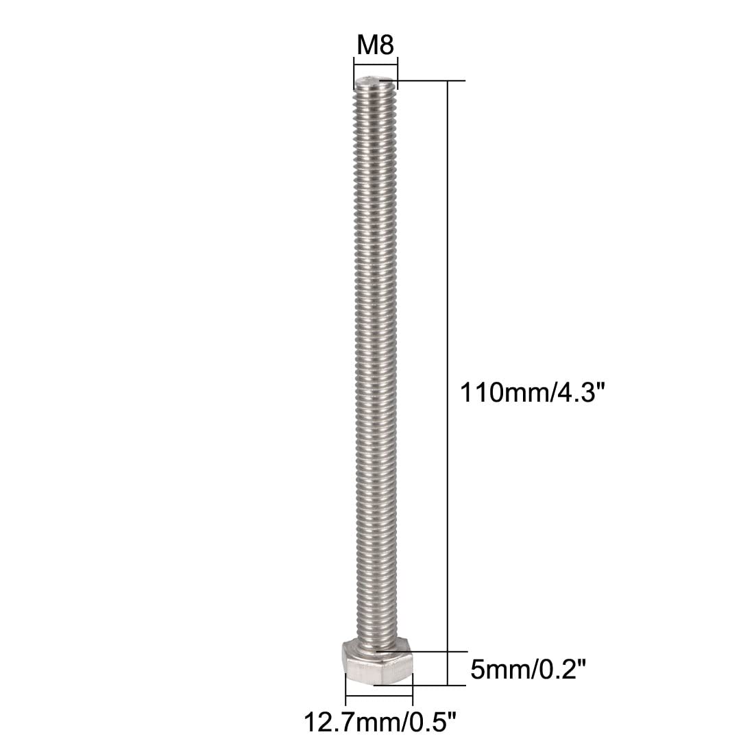 Europejskie zawiasy do drzwi, 5 szt. Śruby z łbem sześciokątnym ze stali nierdzewnej M8 x 110 mm 1,25