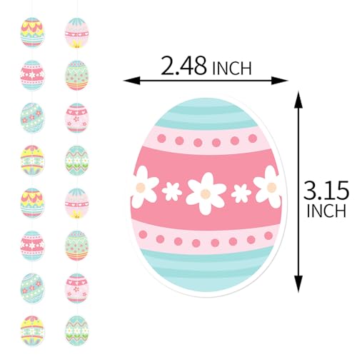Image of Wall Hanging Decorations Easter Egg Garland - 8pcs Rainbow Easter Streamers Banner Inside Indoor Party Decoration Favors, Spring Home Classroom Office Ceiling Decor Panduola