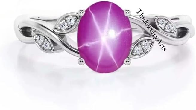 Pink Star Ruby Engagement Ring, 925 Sterling Silver Promise Ring For Her, Star Ruby Gemstone jewelry, Birthstone Jewelry For Gift
