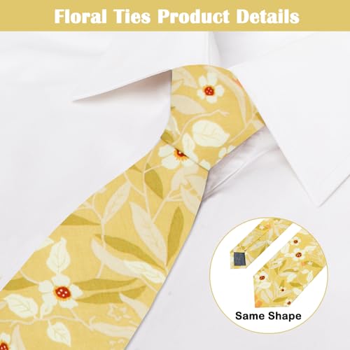 Image of Mantieqingway Men's Cotton Floral Neck Tie 2.56'' Printed Skinny Tie