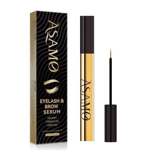ASAMO Eyelash & Eyebrow Growth Serum - 2-in-1 Lash & Brow Enhancer for Longer, Thicker, Fuller Looking Lashes - Advanced Peptide Formula, Vegan & Cruelty-Free, Safe for Sensitive Eyes - 3ml