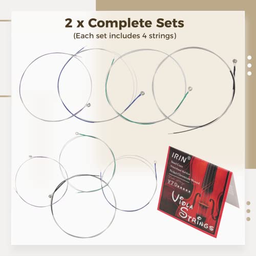 Viola Strings Replacement 2 Full Sets, A D G C With Stainless Steel Core Nickel-Plated Ball-End Nickel Chromium Wound, 25.6 Inches Musical Instrument Parts Replacement #TOP3