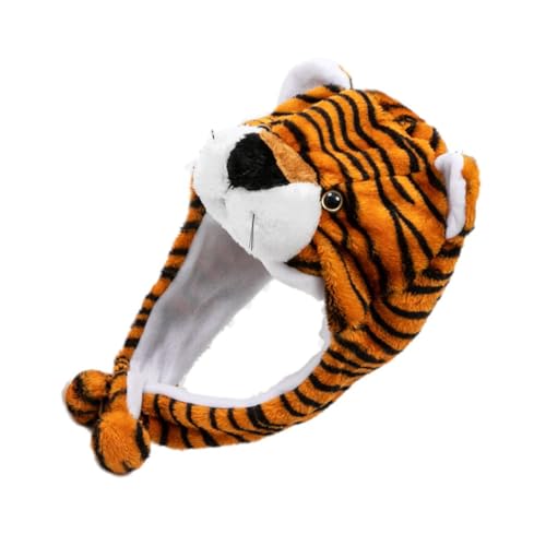 ERINGOGO Gorro de Tigre Decorativo de Peluche para Cómodo y Cálido Sombrero de Invierno para Fiesta y Disfraz Accesorio Infantil Resistente y Ligero Color Marrón