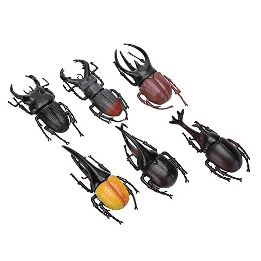 Hochsimulation Halloween Trick Requisiten, 2 olika Farben PVC Halloween Requisiten, Ornament Home für Halloween Day (6 stora svarta skalbaggar)